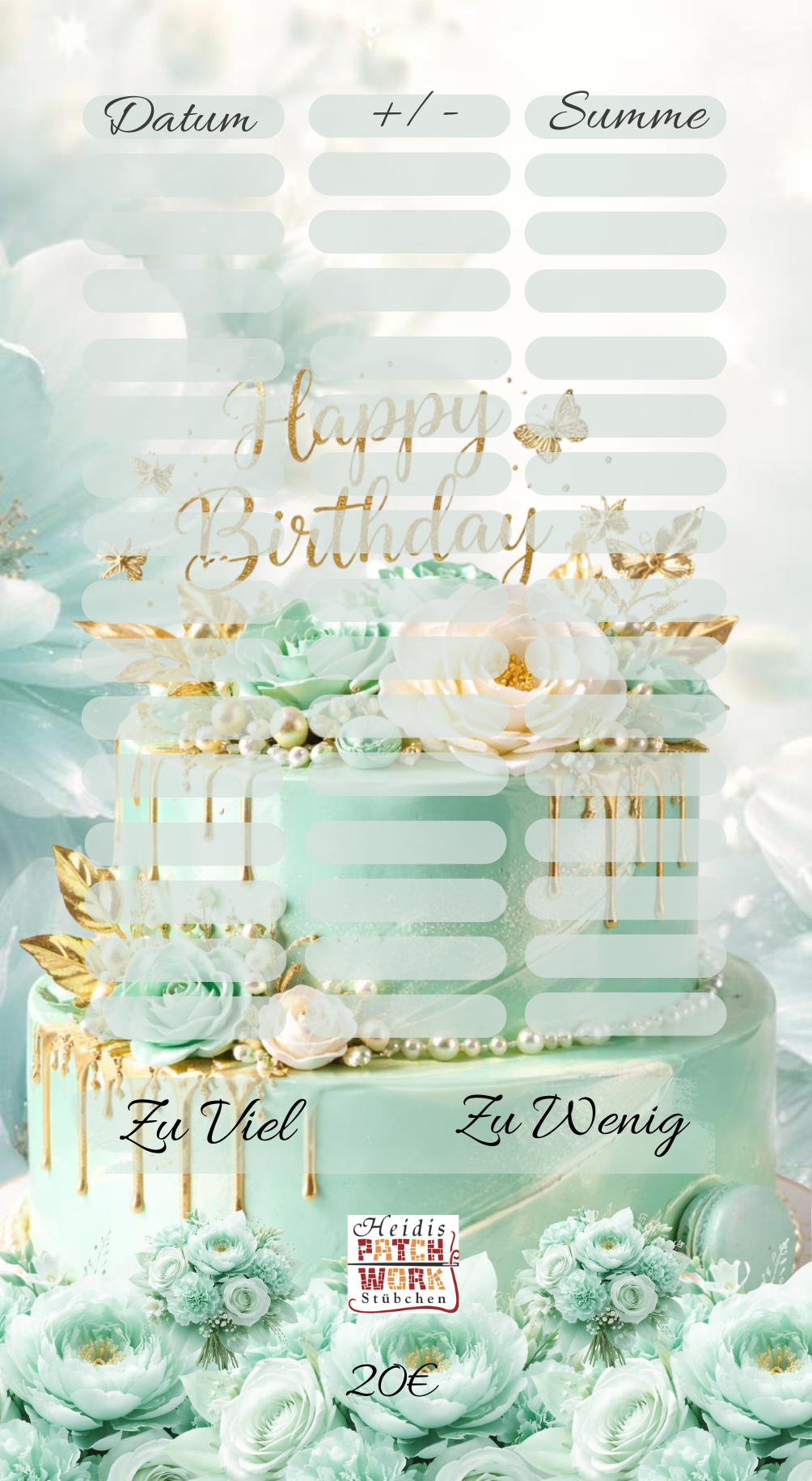 Happy Birthday A6 Einzelchallenge Torte