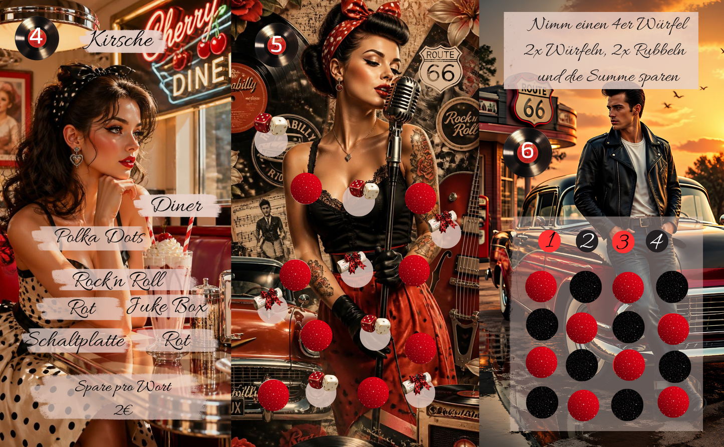 Big Bingo Rockabilly 2x 3er Klappkarten