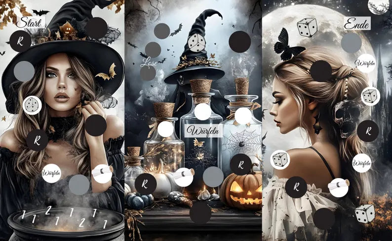 Halloween Sparweg 3er Klappkarte A6