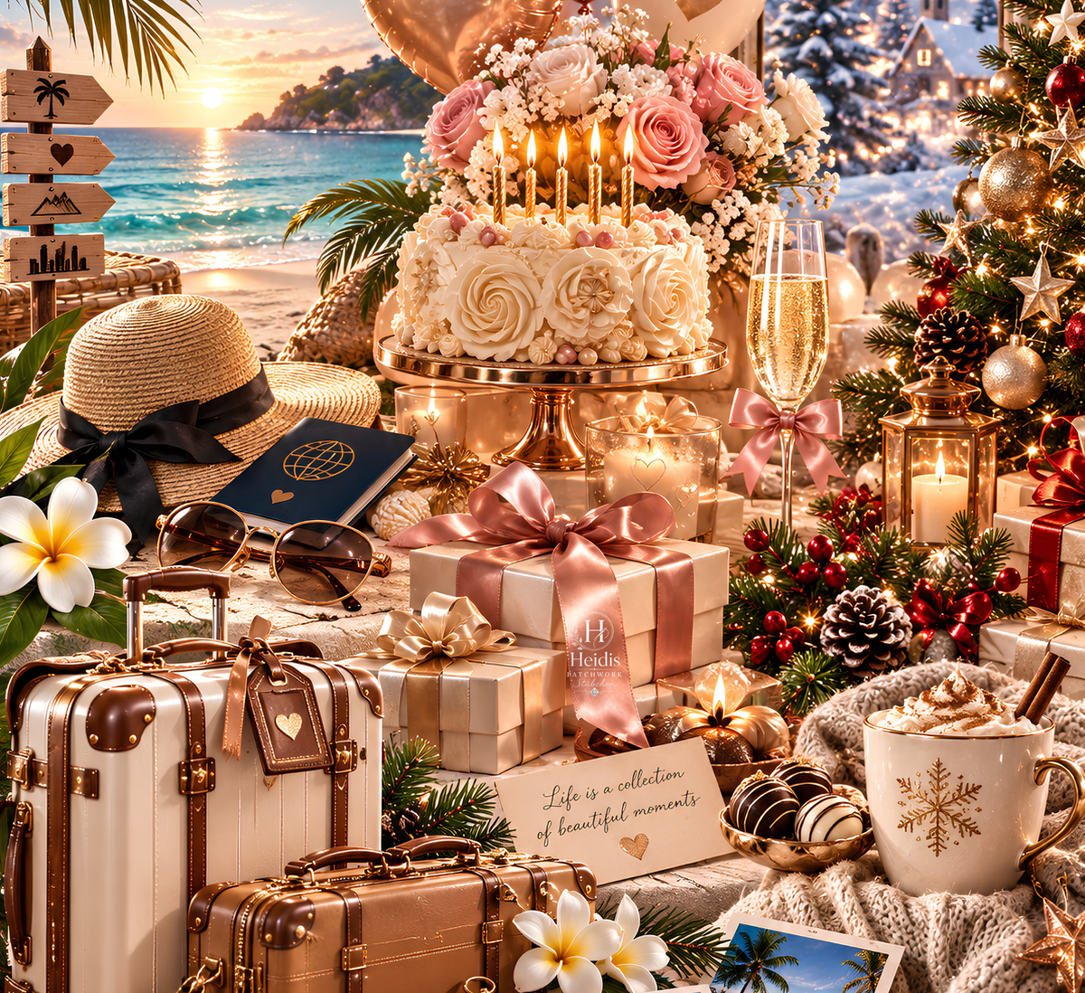 Urlaub Geburtstag Weihnachens Einleger als 2er Klappkarte