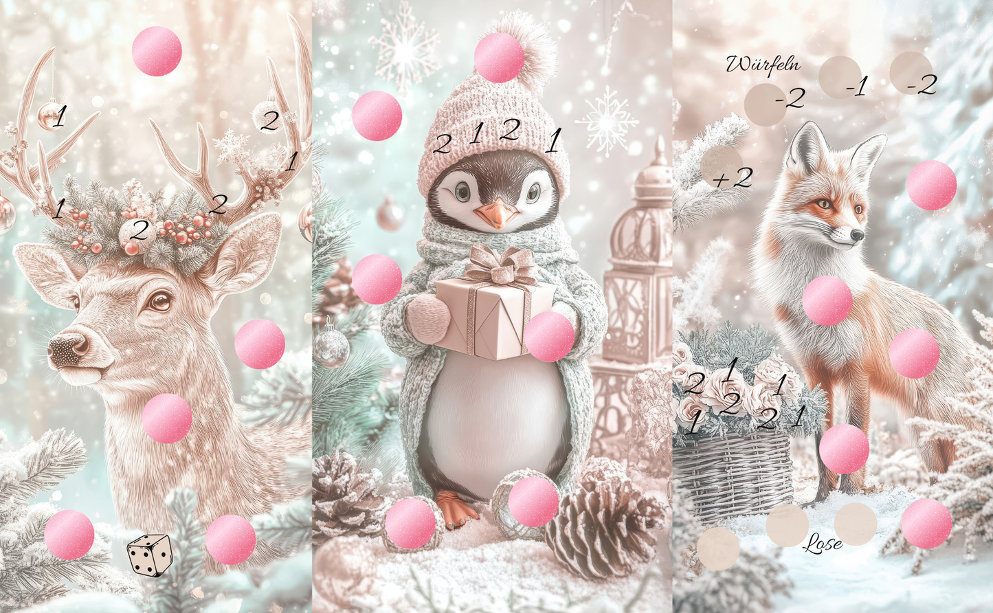 Winter Animals 3er Klappkarte A6