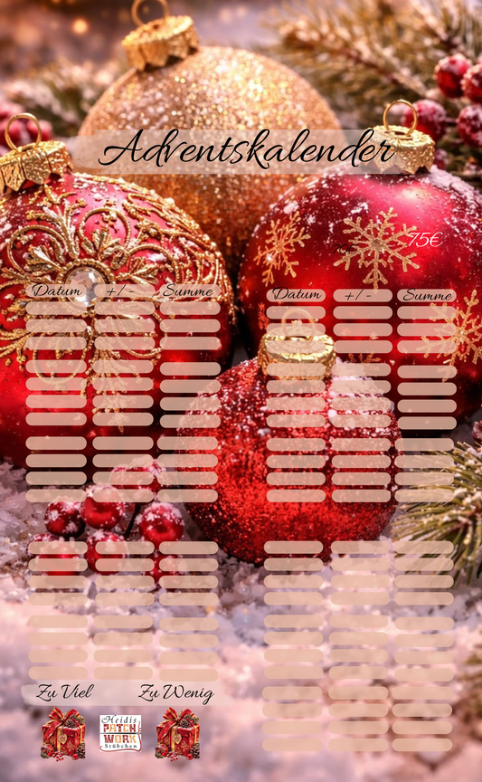Adventskalender Sparer  A6 3er Klappkarte