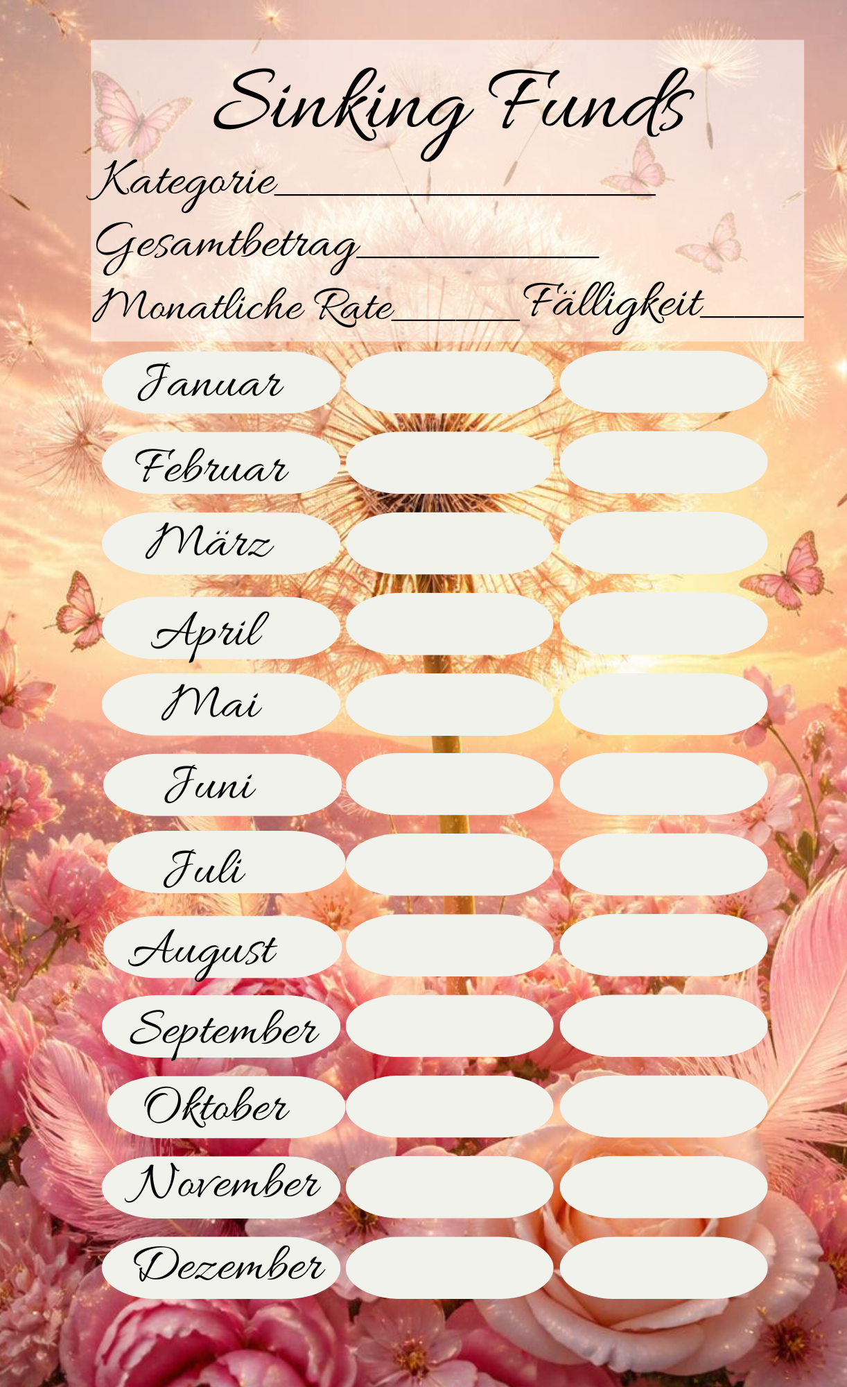 A6 Sinking Funds Wünsche & Träume