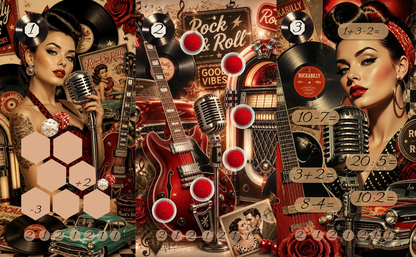 Rockabilly 2x 3er Klappkarten Sparweg