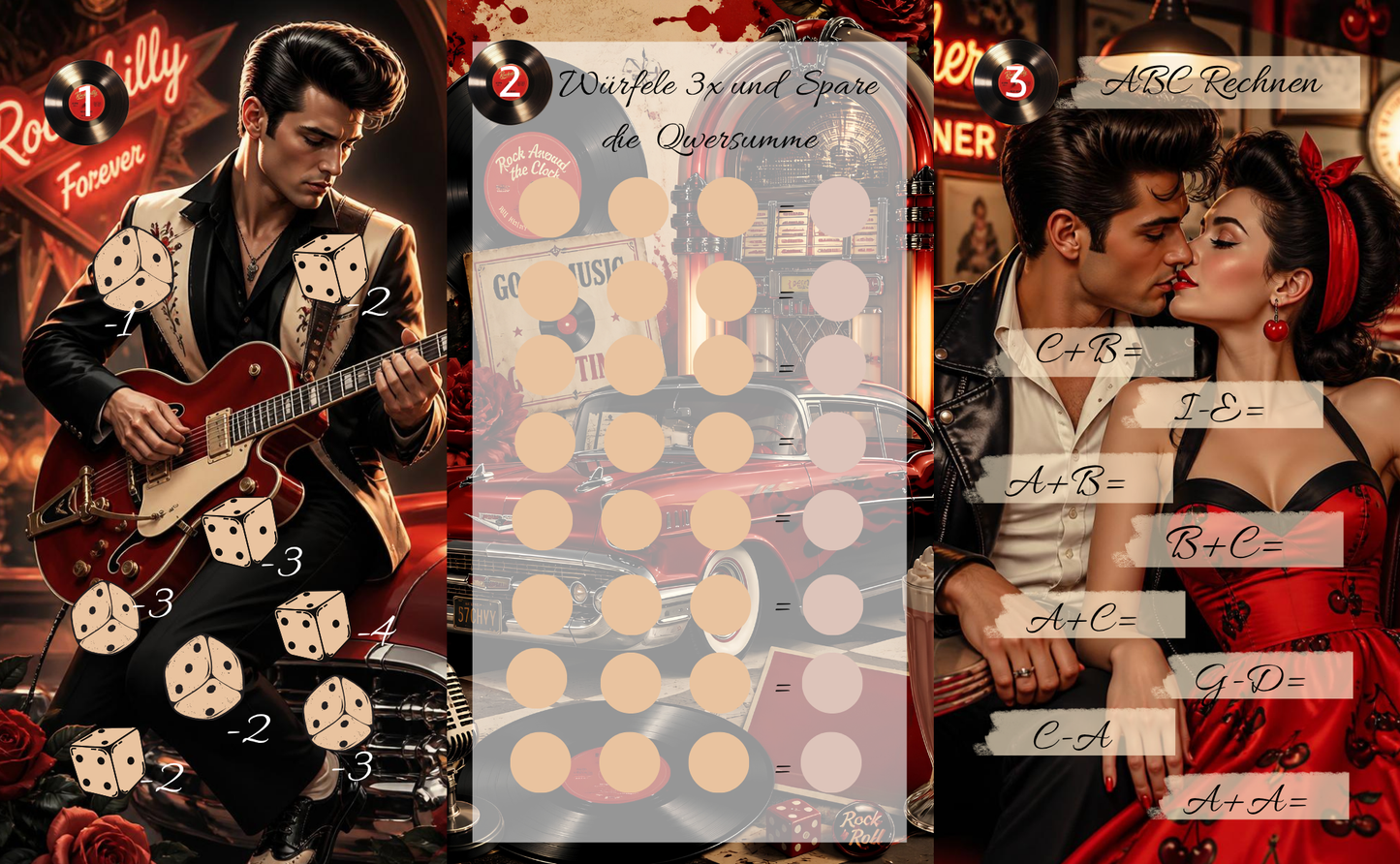 Big Bingo Rockabilly 2x 3er Klappkarten
