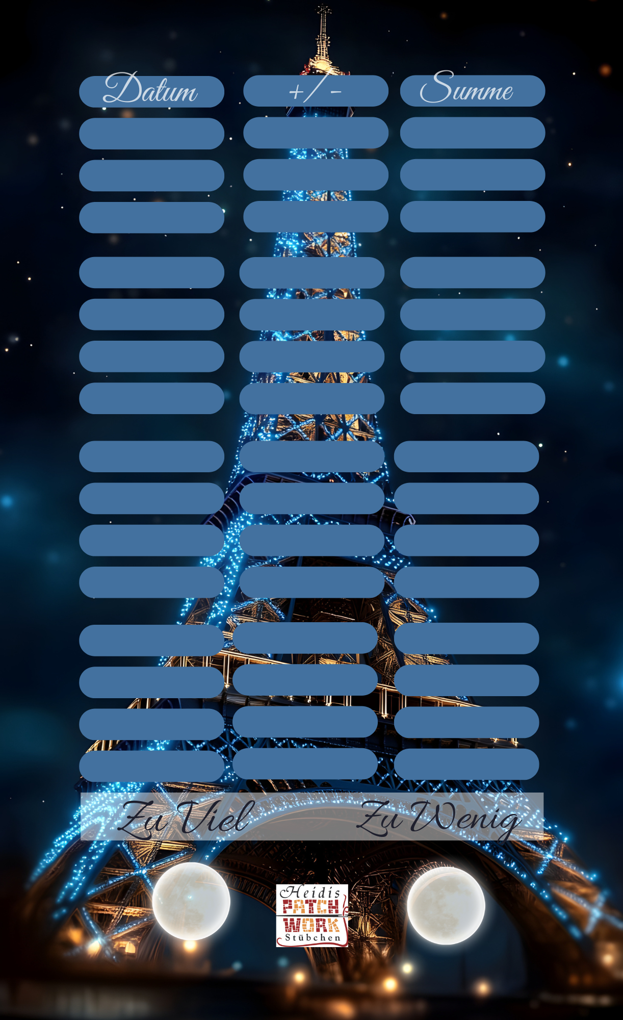 Midnight Eifelturm Einheftchallenge A6