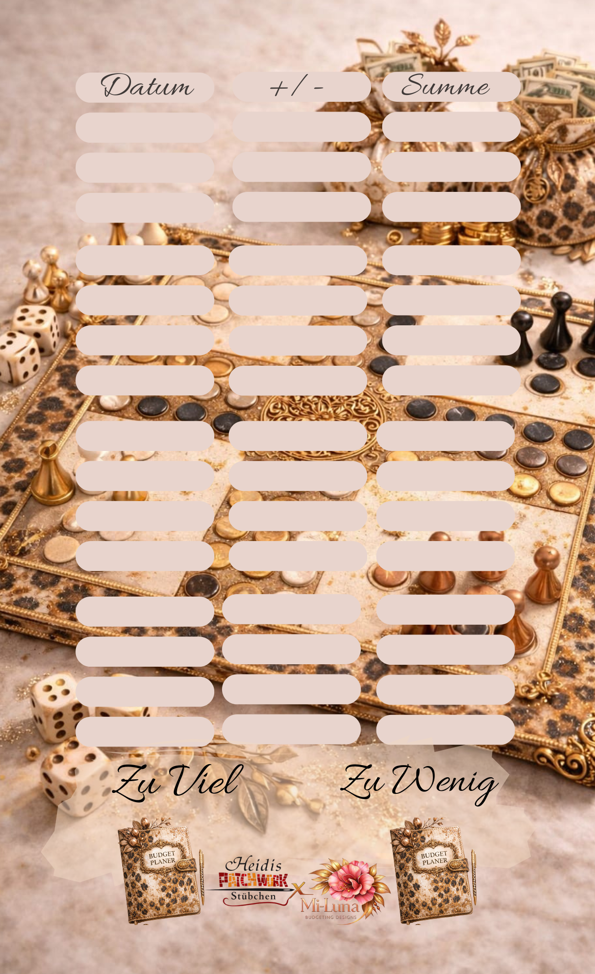 Wild Life Budgeting Spielbrett  A6 Einheftchallenge