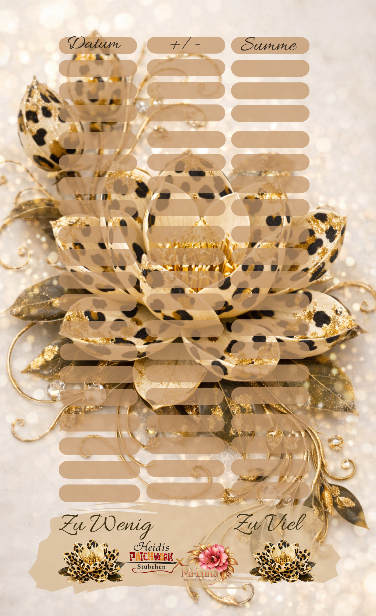 Wild Life Budgeting Blume  A6 Einheftchallenges