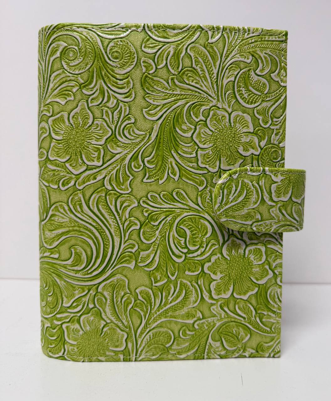 Speciale Deluxe Binder Gloria Grün A6 mit Blumen Schwarz Glänzende Hardware