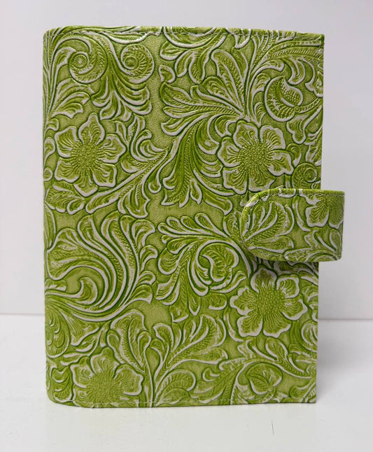 Speciale Deluxe Binder Gloria Grün A6 mit Blumen Schwarz Glänzende Hardware